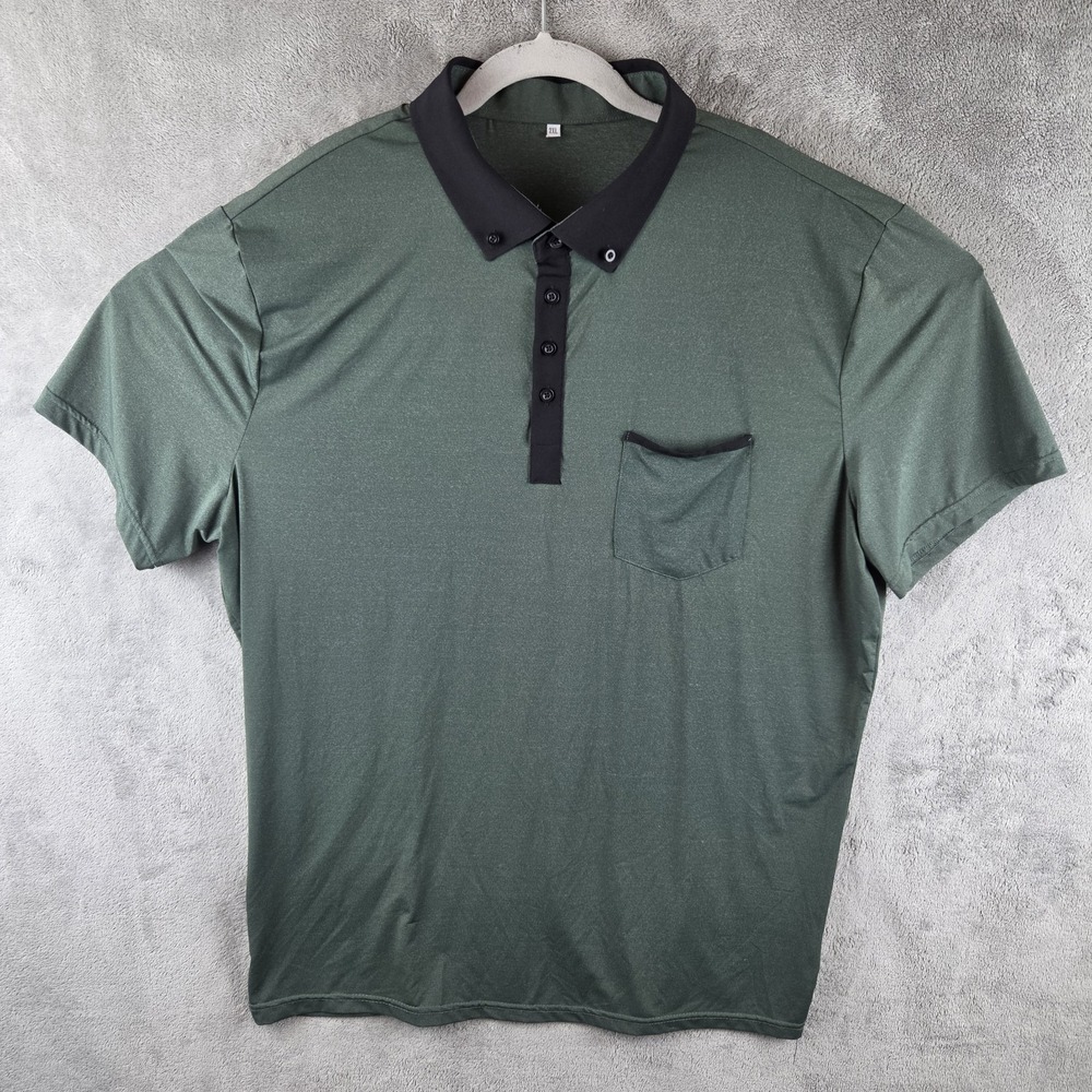 State & Liberty Tech Green Black Polo Men's 2XL Athletic Fit 4-Way Stretch Golf